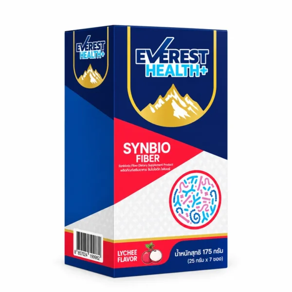 Everest Health+ Synbio Fiber Box EVEREST HEALTH+ " สีแดง " SYNBIO FIBER กลิ่น ลิ้นจี่ (1 กล่อง 7 ซอง)