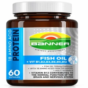 Banner Fish Oil " สูตรใหม่ขวดใหญ่ สีฟ้า " แบนเนอร์ ฟิชออย (1 ขวด 60 เม็ด)