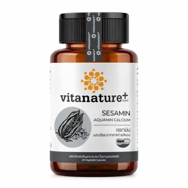 Vitanature+ Sesamin AQUAMIN Calcium ไวตาเนเจอร์ งาดำแคลเซียม (1 ขวด 30 แคปซูล)