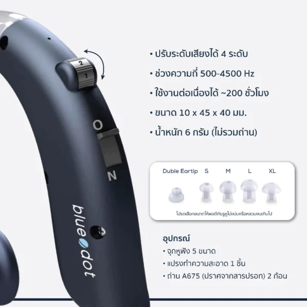 BLUEDOT BTE HEARING AID รุ่น B-HA01 เครื่องช่วยฟัง บีทีอี รับประกัน 1 ปี