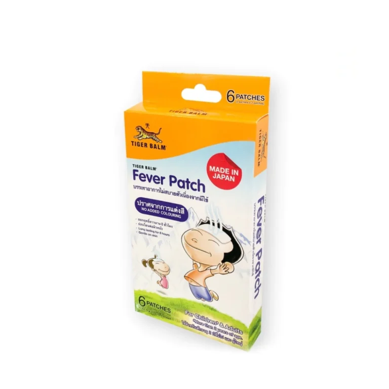 Tiger Balm Fever Patch ไทเกอร์ บาล์ม แผ่นแปะบรรเทาอาการไม่สบายตัวจากการมีไข้ ( 1 กล่อง 6 แผ่น )